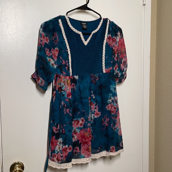 Zunie Green Floral Girl's Dress Size 8 - Picture 2 of 6